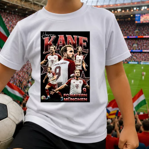 Harry Kane póló gyerek és felnőtt méretekben, fekete, fehér