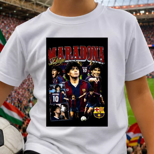 MARADONA póló gyerek és felnőtt méretekben, fekete, fehér