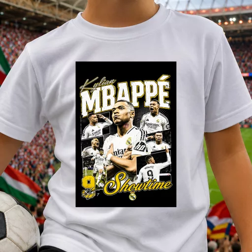MBAPPÉ póló gyerek és felnőtt méretekben, fekete, fehér