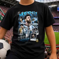   Leo Messi póló gyerek és felnőtt méretekben, fekete, fehér