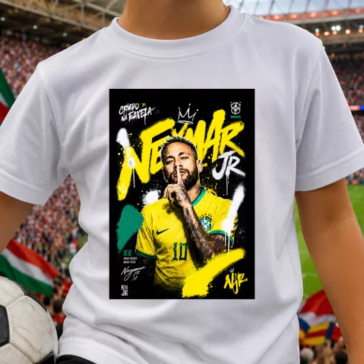 NEYMAR póló gyerek és felnőtt méretekben, fekete, fehér
