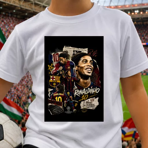 RONALDINHO póló gyerek és felnőtt méretekben, fekete, fehér