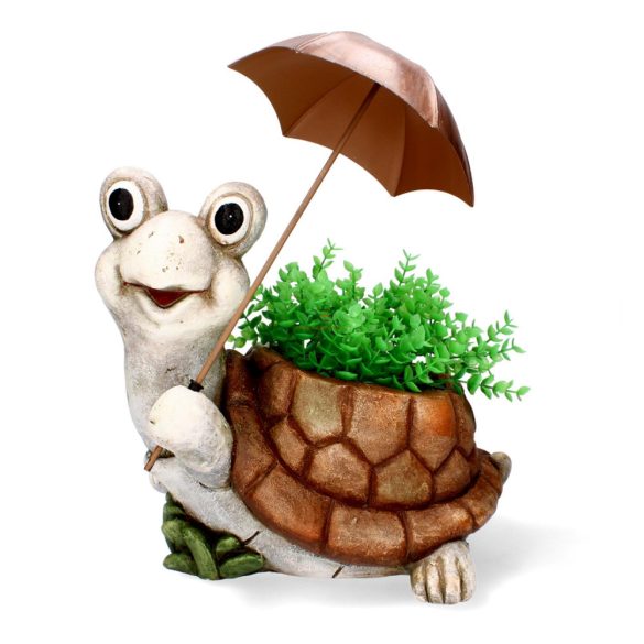 Kerti figura Teknős esernyővel, kaspóval 30 cm DECOnline