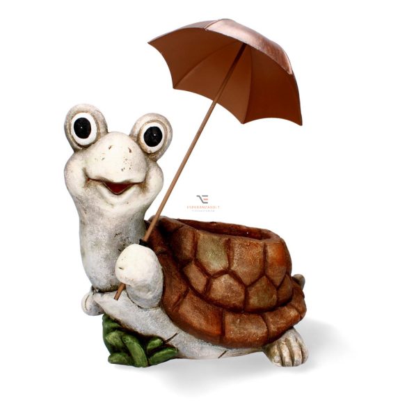 Kerti figura Teknős esernyővel, kaspóval 30 cm DECOnline