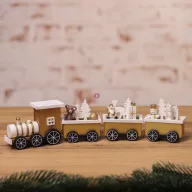   Prémium karácsonyi vonat szett fa 31 cm arany, fehér 100% fenntartható
