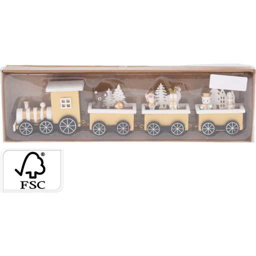 Prémium karácsonyi vonat szett fa 31 cm arany, fehér 100% fenntartható
