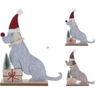   Karácsonyi kutya dekoráció sapkával 32 cm karácsonyi dísz