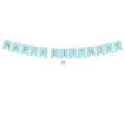   Girland felirattal "Happy Birthday" papír 15x175cm világoskék