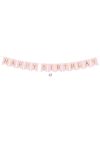Girland felirattal "Happy Birthday" papír 15x175cm rózsaszín