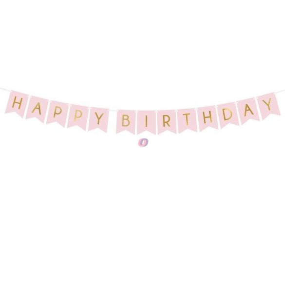 Girland felirattal "Happy Birthday" papír 15x175cm rózsaszín