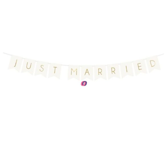 Girland Just Married felirattal 15x155 cm fehér,arany