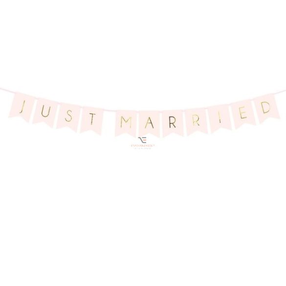 Girland Just Married felirattal 15x155 cm rózsaszín,arany