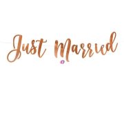   Girland felirattal "Just Married" papír 20x77cm rosegold