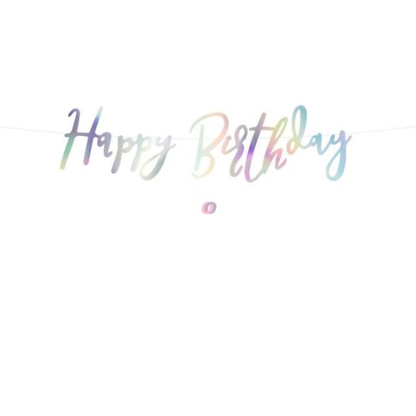 Girland felirattal "Happy Birthday" papír 16,5x62cm színjátszó