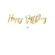   Girland felirattal "Happy Birthday" papír 16,5x62cm arany