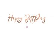   Girland felirattal "Happy Birthday" papír 16.5x62cm rosegold