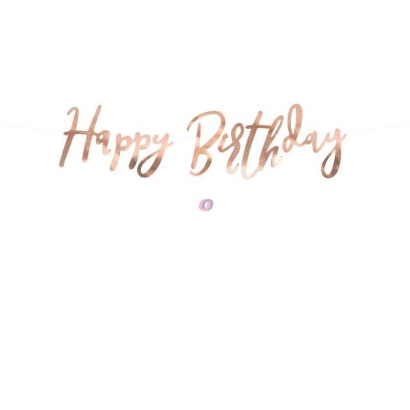Girland felirattal "Happy Birthday" papír 16.5x62cm rosegold