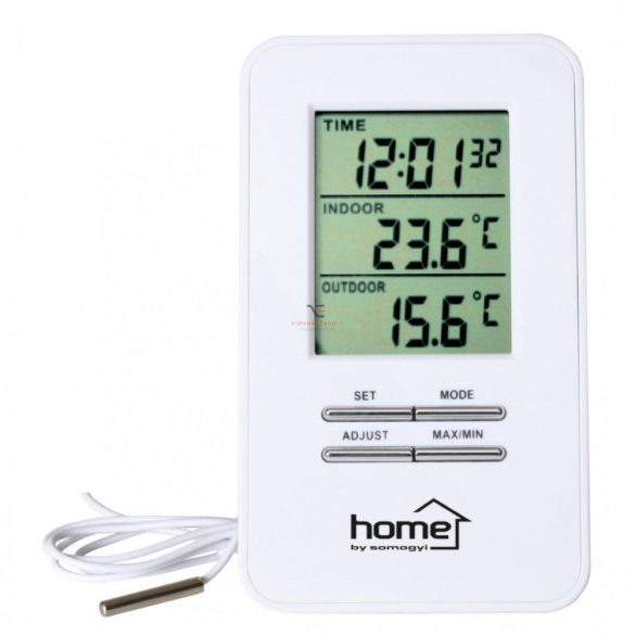Home Vezetékes külső-belső hőmérő órával HC 12