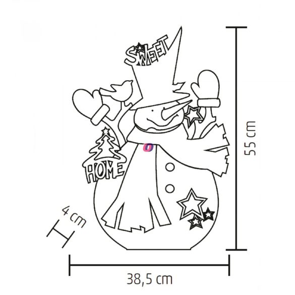 HOME Optikai szálas dísz hóember 55cm KAD 34