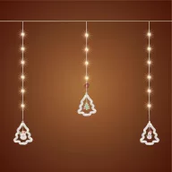   Figurás fényfüggöny  2,7 m melegfehér 110 LED fenyő, hóember, mikulás