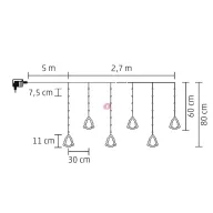   Figurás fényfüggöny  2,7 m melegfehér 110 LED fenyő, hóember, mikulás