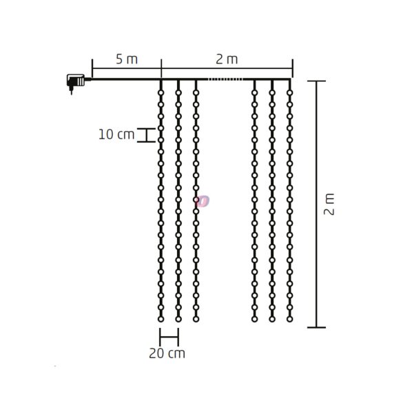 Karácsonyi fényfüggöny 2x2 m 200 DOT LED hidegfehér kültéri/beltéri 8 mód