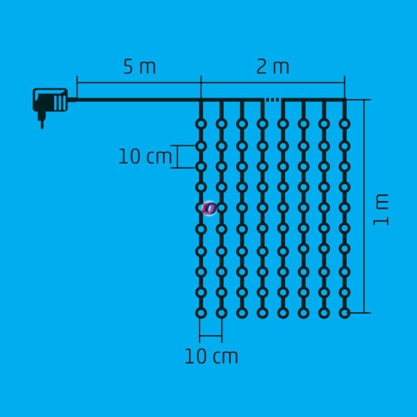Kültéri fényfüggöny, 2x1m melegfehér 210 LED IP44