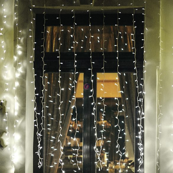 HOME LED-es jégcsap fényfüggöny, 2x1m hidegfehér kültéri KAF 210LC