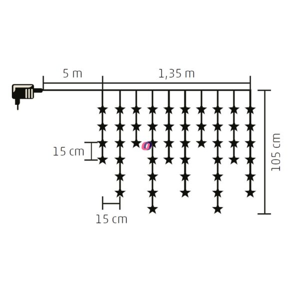 Beltéri csillag fényfüggöny 1,35m melegfehér 50 LED