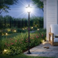   XXL Napelemes állólámpa Kandeláber 210 cm + mozgásérzékelő