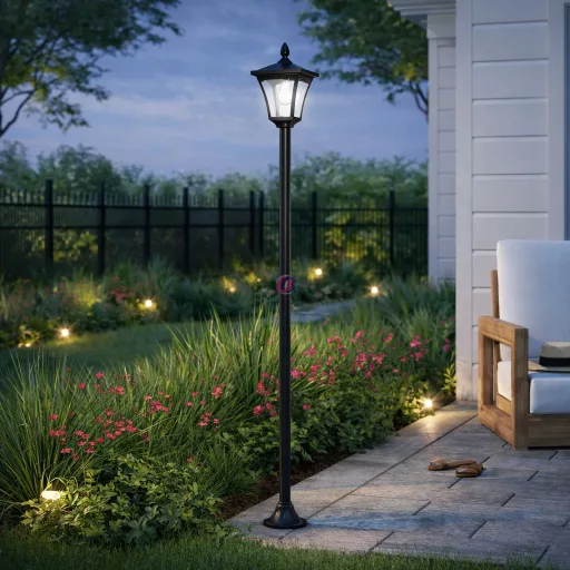 XXL Napelemes állólámpa Kandeláber 210 cm + mozgásérzékelő