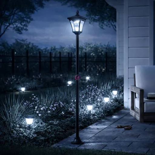 XXL Napelemes állólámpa Kandeláber 210 cm + mozgásérzékelő