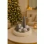 Kézműves Adventi koszorú fehér, ezüst 30 cm,  mécsesekkel, gyertyatartóval