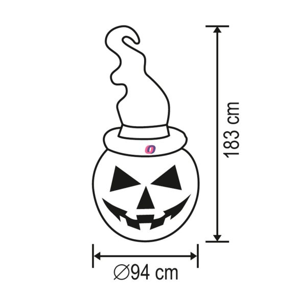 Felfújható tök kalappal kültéri 180 cm IP44 LED hálózati adapterrel KD 180 T