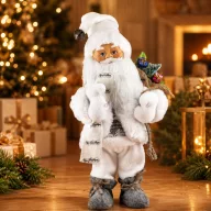   HOME Táncoló, zenélő Mikulás, fehér nadrág, 30cm KDD 31