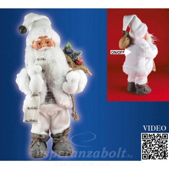 HOME Táncoló, zenélő Mikulás, fehér nadrág, 30cm KDD 31