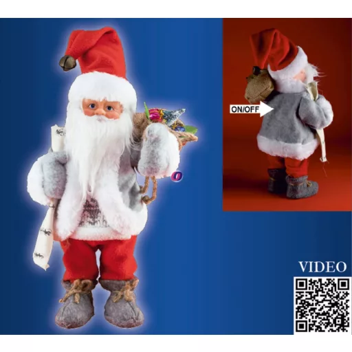 Home KDD32 Táncoló, zenélő Mikulás, piros nadrág, 30 cm KDD 32