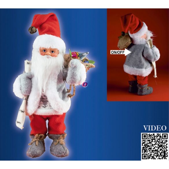 Home KDD32 Táncoló, zenélő Mikulás, piros nadrág, 30 cm KDD 32