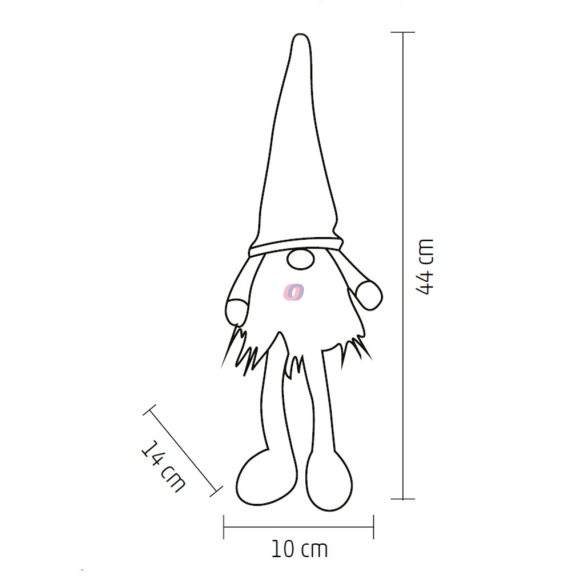 Ultra cuki skandináv manó dekoráció, világító, lógólábú 44 cm pihe-puha, timer,