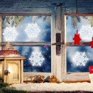   HOME LED-es ablakdísz, hókristály, tapadókorongos, 3V hidegfehér KID 331/WH