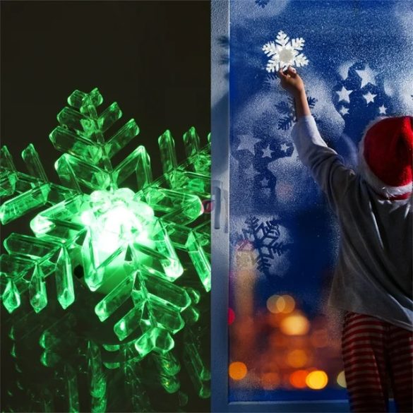 HOME LED-es ablakdísz, hókristály, tapadókorongos, 3V színváltó KID 331