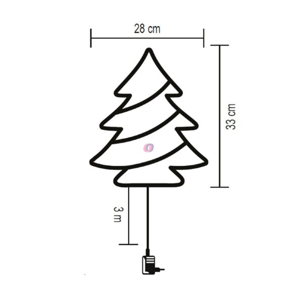 Hálózati fenyőfa ablakdísz LED, színes 33 cm, időzítős KID502M