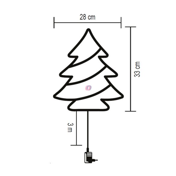 Hálózati fenyőfa ablakdísz LED, melegfehér 33 cm, időzítős KID502WW