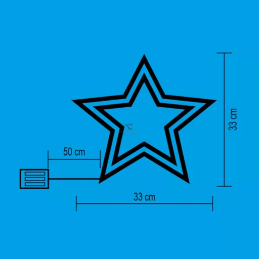 HOME Világító LED ablakdísz, csillag, melegfehér 33cm,  időzítős KID 503 B/WW