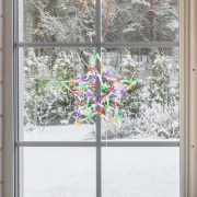   Hálózati csillag ablakdísz LED, színes 33 cm, időzítős KID503M