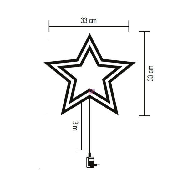Hálózati csillag ablakdísz LED, színes 33 cm, időzítős KID503M