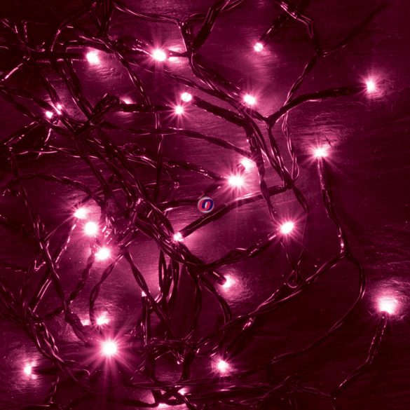 HOME LED-es beltéri fényfűzér 8m, pink, 100 LED KII 100/P hálózati adapterrel