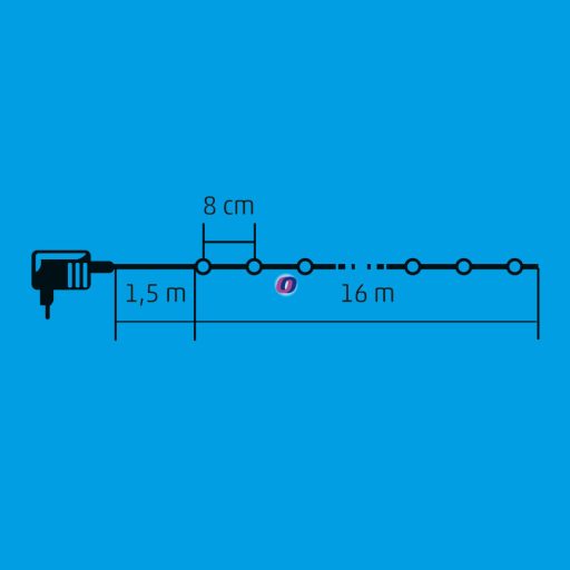 HOME LED-es gömb fényfűzér 16 m, színes 200 LED KII 200B/M hálózati adapterrel