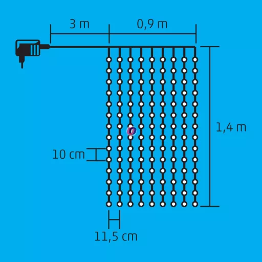 HOME LED-es beltéri fényfüggöny 0,9x1,4m 126LED melegfehér KIN 126C/WW