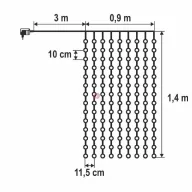   Melegfehér beltéri fényfüggöny 0,9 m széles, 1,4m magas,126 DOT LED
